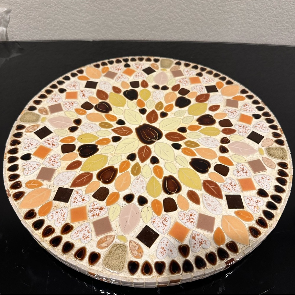 Vintage mosaic lazy susan 15”
